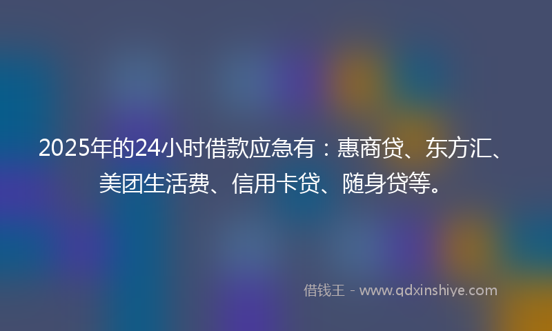 2025年的24小时借款应急有：惠商贷、东方汇、美团生活费、信用卡贷、随身贷等。