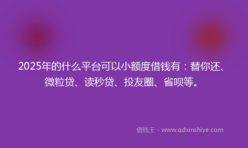 2025年的什么平台可以小额度借钱有：替你还、微粒贷、读秒贷、投友圈、省呗等。