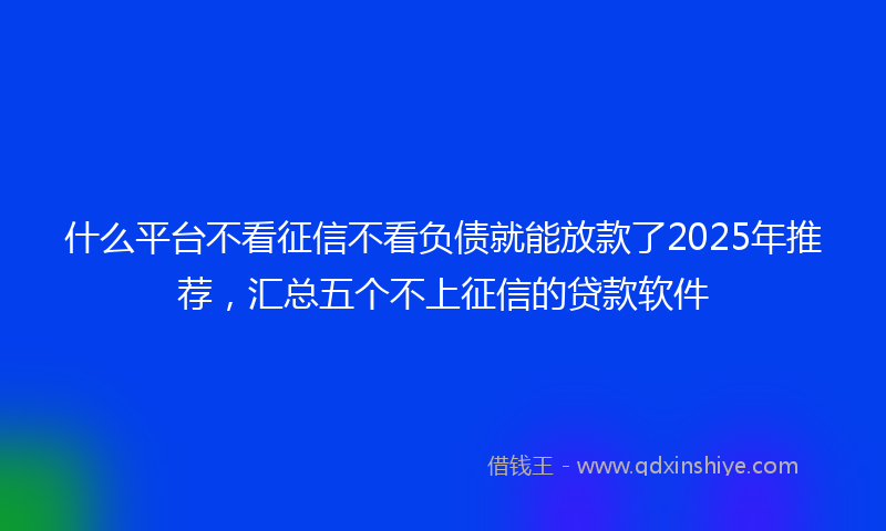 什么平台不看征信不看负债就能放款了2025年推荐，汇总五个不上征信的贷款软件