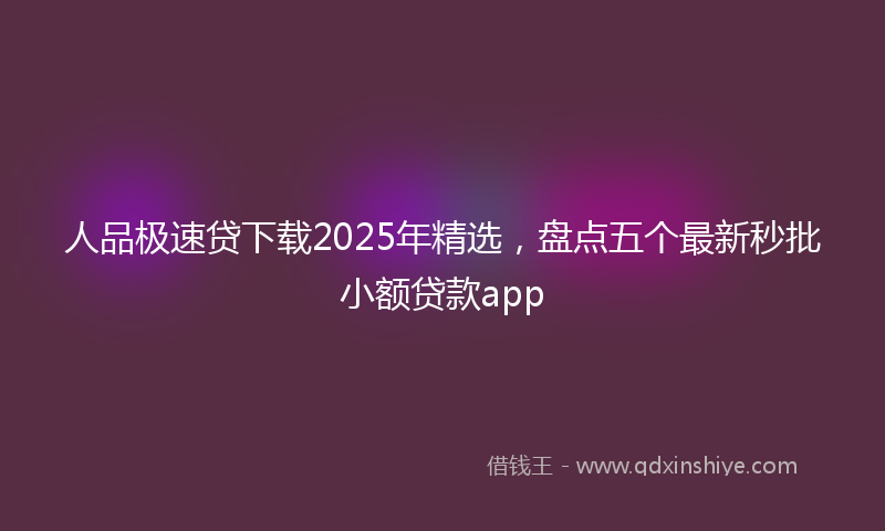 人品极速贷下载2025年精选，盘点五个最新秒批小额贷款app