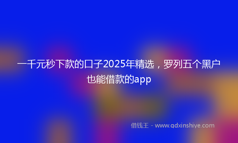 一千元秒下款的口子2025年精选，罗列五个黑户也能借款的app