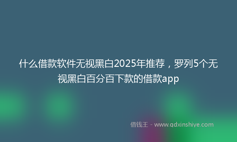 什么借款软件无视黑白2025年推荐，罗列5个无视黑白百分百下款的借款app