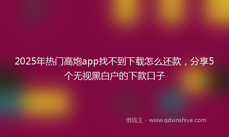 2025年热门高炮app找不到下载怎么还款，分享5个无视黑白户的下款口子
