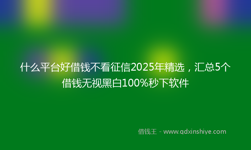 什么平台好借钱不看征信2025年精选，汇总5个借钱无视黑白100%秒下软件