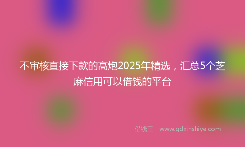 不审核直接下款的高炮2025年精选，汇总5个芝麻信用可以借钱的平台