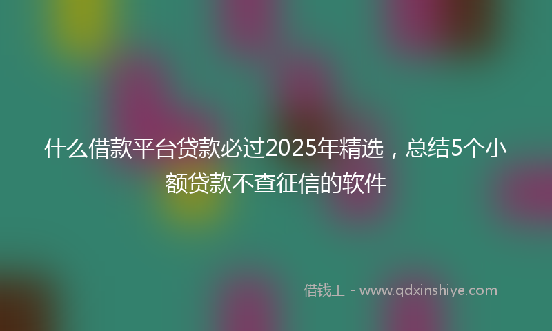 什么借款平台贷款必过2025年精选，总结5个小额贷款不查征信的软件