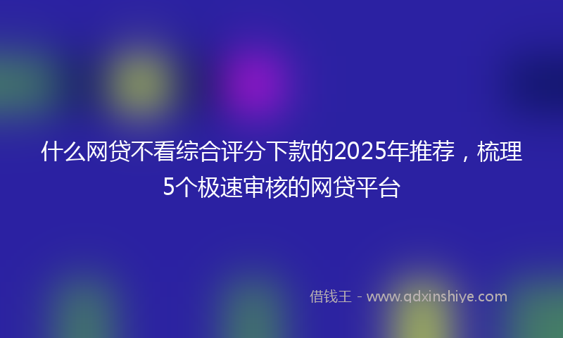 什么网贷不看综合评分下款的2025年推荐，梳理5个极速审核的网贷平台
