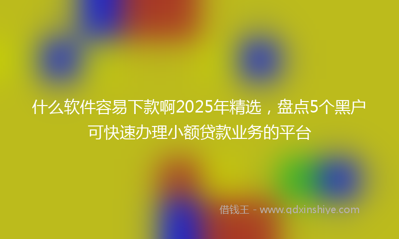 什么软件容易下款啊2025年精选，盘点5个黑户可快速办理小额贷款业务的平台