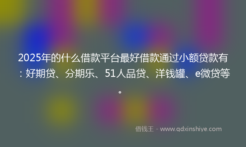 2025年的什么借款平台最好借款通过小额贷款有：好期贷、分期乐、51人品贷、洋钱罐、e微贷等。