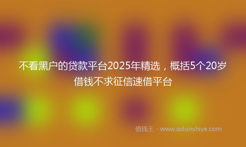 不看黑户的贷款平台2025年精选，概括5个20岁借钱不求征信速借平台
