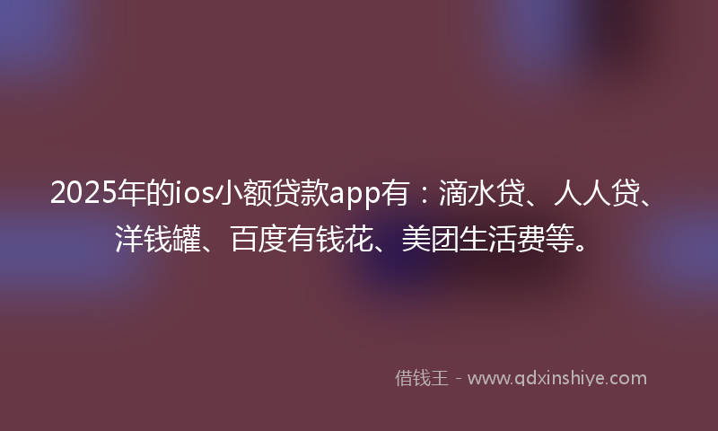 2025年的ios小额贷款app有：滴水贷、人人贷、洋钱罐、百度有钱花、美团生活费等。