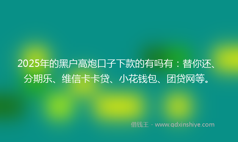 2025年的黑户高炮口子下款的有吗有：替你还、分期乐、维信卡卡贷、小花钱包、团贷网等。