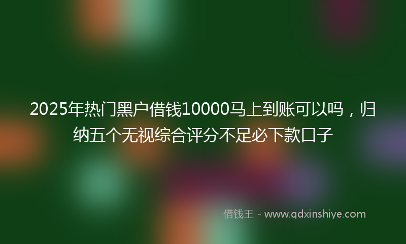 2025年热门黑户借钱10000马上到账可以吗，归纳五个无视综合评分不足必下款口子