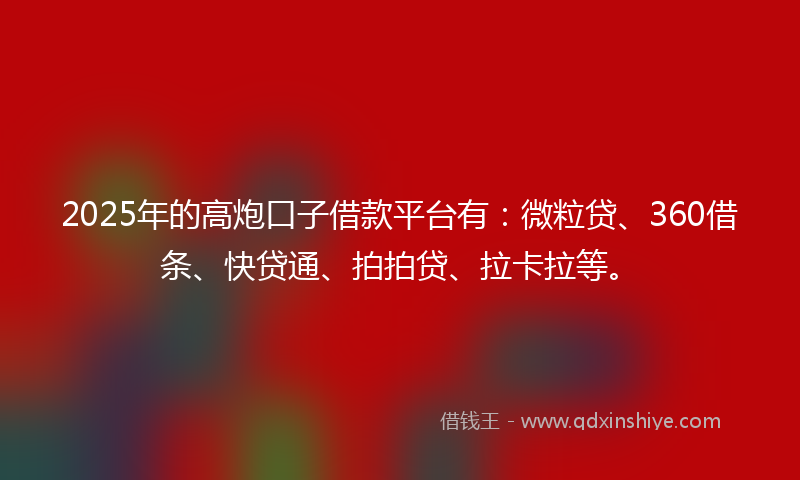 2025年的高炮口子借款平台有：微粒贷、360借条、快贷通、拍拍贷、拉卡拉等。