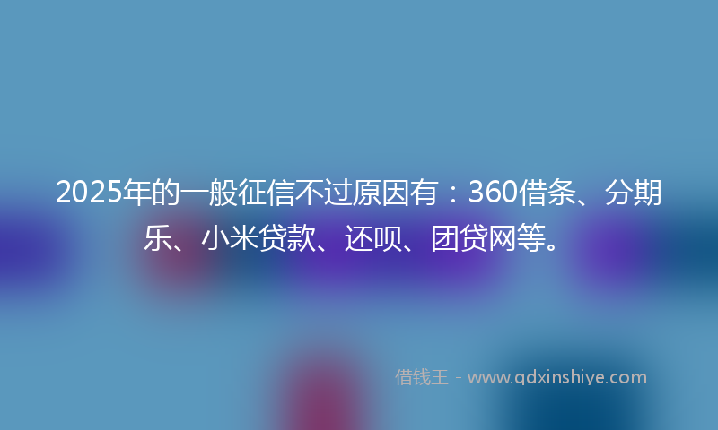 2025年的一般征信不过原因有：360借条、分期乐、小米贷款、还呗、团贷网等。