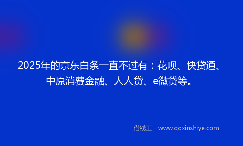 2025年的京东白条一直不过有：花呗、快贷通、中原消费金融、人人贷、e微贷等。