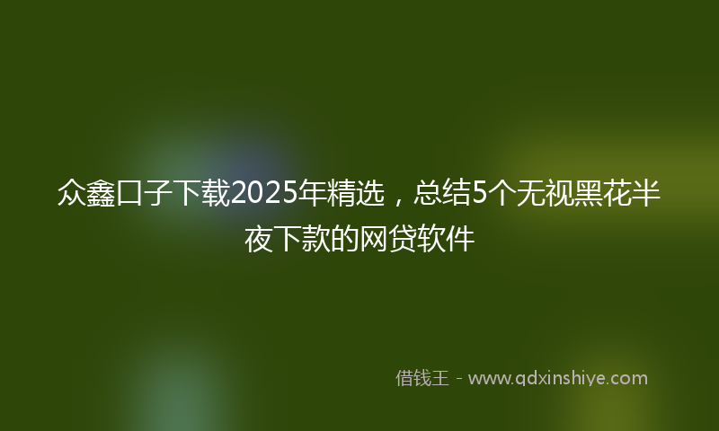 众鑫口子下载2025年精选，总结5个无视黑花半夜下款的网贷软件