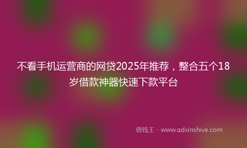 不看手机运营商的网贷2025年推荐，整合五个18岁借款神器快速下款平台