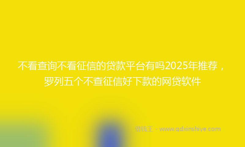 不看查询不看征信的贷款平台有吗2025年推荐，罗列五个不查征信好下款的网贷软件