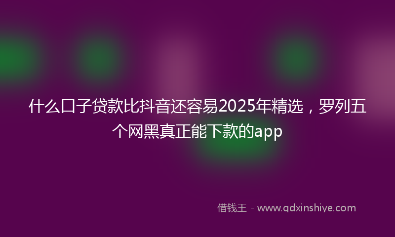 什么口子贷款比抖音还容易2025年精选，罗列五个网黑真正能下款的app