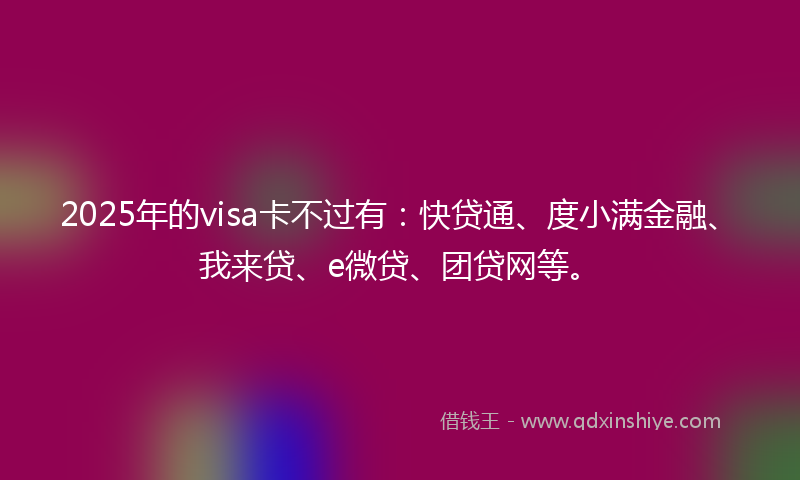 2025年的visa卡不过有：快贷通、度小满金融、我来贷、e微贷、团贷网等。