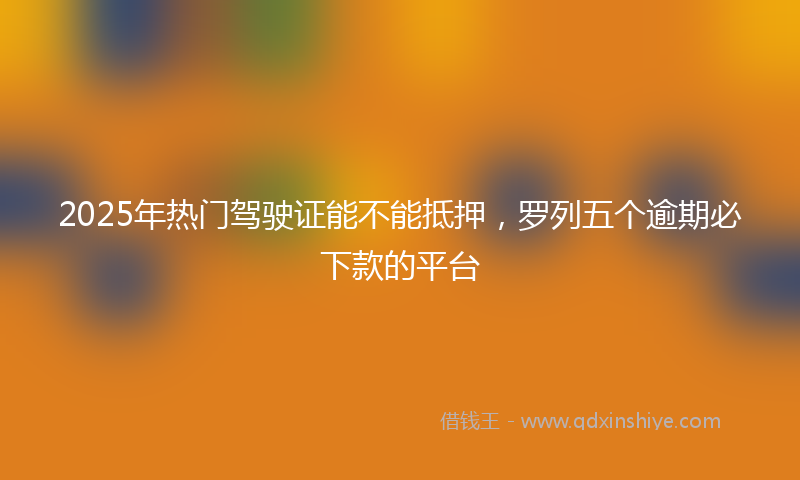 2025年热门驾驶证能不能抵押，罗列五个逾期必下款的平台