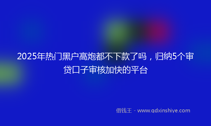 2025年热门黑户高炮都不下款了吗，归纳5个审贷口子审核加快的平台