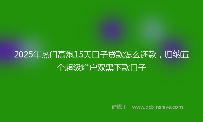 2025年热门高炮15天口子贷款怎么还款，归纳五个超级烂户双黑下款口子