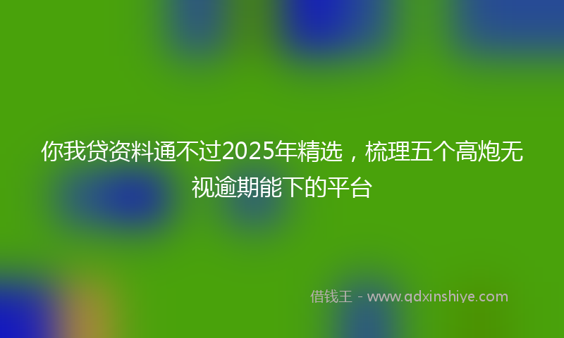 你我贷资料通不过2025年精选，梳理五个高炮无视逾期能下的平台