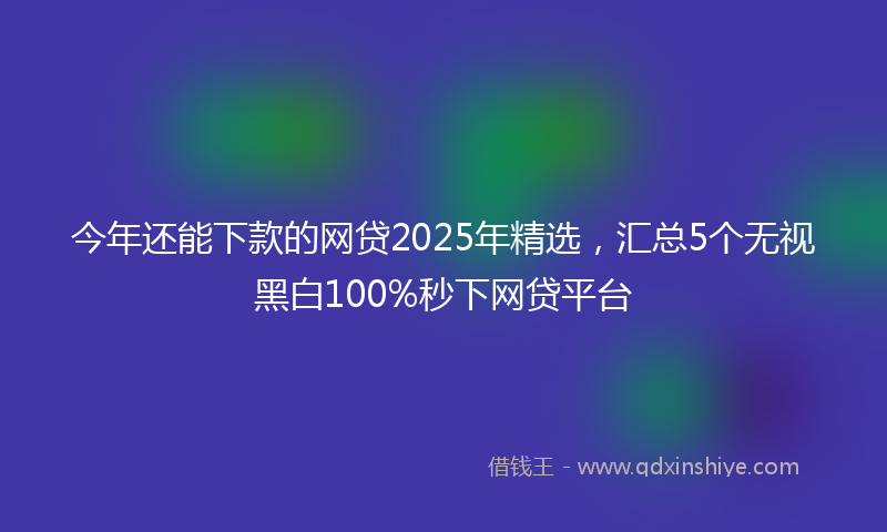 今年还能下款的网贷2025年精选，汇总5个无视黑白100%秒下网贷平台