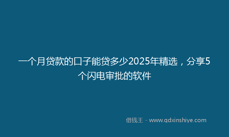 一个月贷款的口子能贷多少2025年精选，分享5个闪电审批的软件