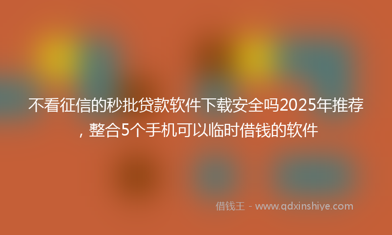 不看征信的秒批贷款软件下载安全吗2025年推荐，整合5个手机可以临时借钱的软件