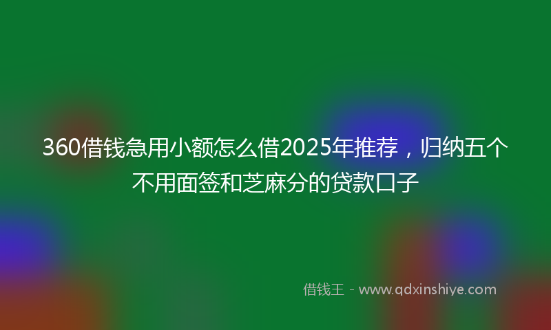 360借钱急用小额怎么借2025年推荐，归纳五个不用面签和芝麻分的贷款口子
