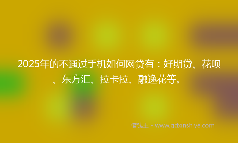2025年的不通过手机如何网贷有：好期贷、花呗、东方汇、拉卡拉、融逸花等。