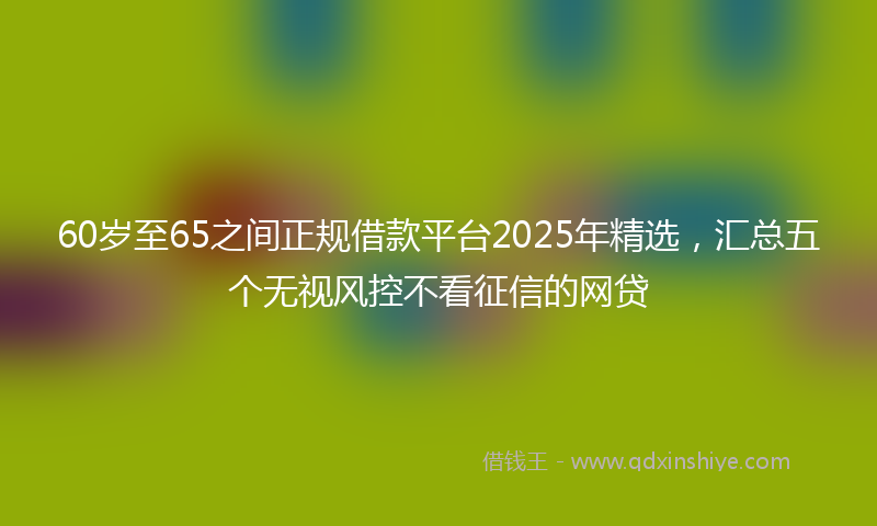 60岁至65之间正规借款平台2025年精选，汇总五个无视风控不看征信的网贷