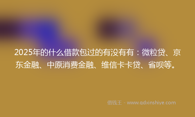 2025年的什么借款包过的有没有有：微粒贷、京东金融、中原消费金融、维信卡卡贷、省呗等。