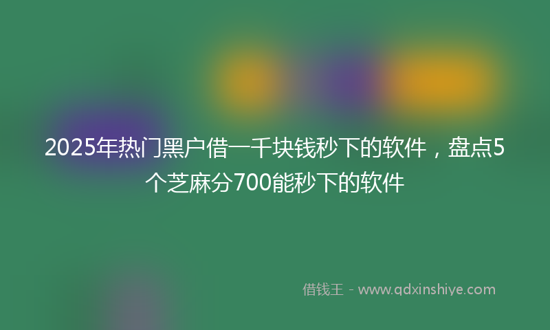 2025年热门黑户借一千块钱秒下的软件，盘点5个芝麻分700能秒下的软件