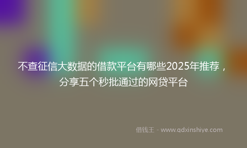 不查征信大数据的借款平台有哪些2025年推荐，分享五个秒批通过的网贷平台