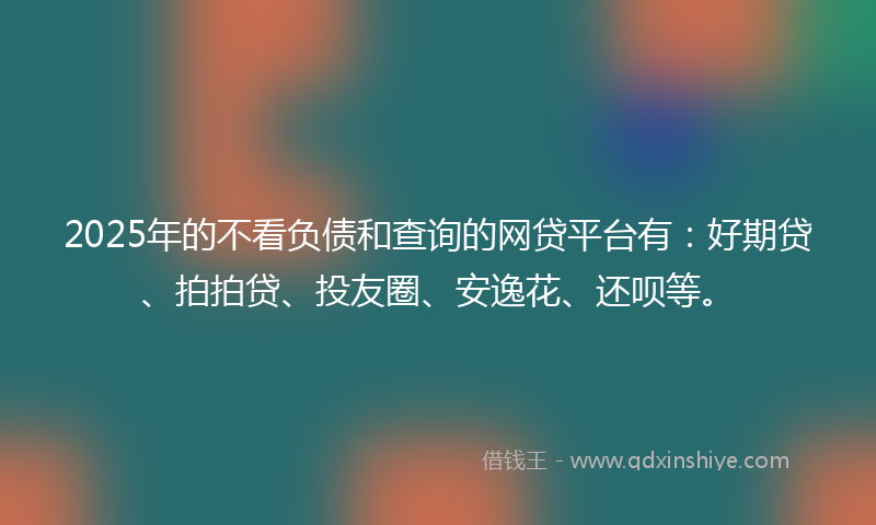 2025年的不看负债和查询的网贷平台有：好期贷、拍拍贷、投友圈、安逸花、还呗等。
