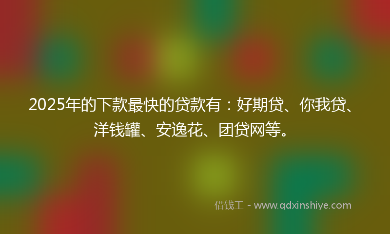 2025年的下款最快的贷款有：好期贷、你我贷、洋钱罐、安逸花、团贷网等。
