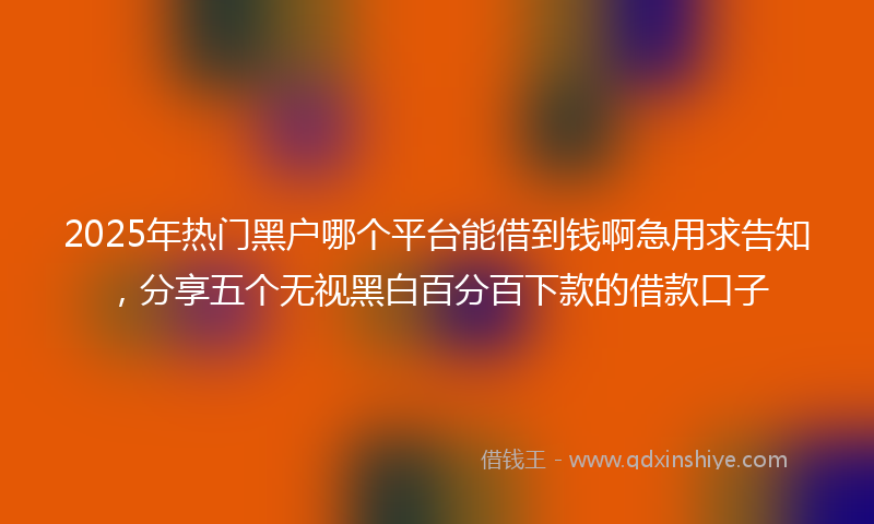 2025年热门黑户哪个平台能借到钱啊急用求告知，分享五个无视黑白百分百下款的借款口子