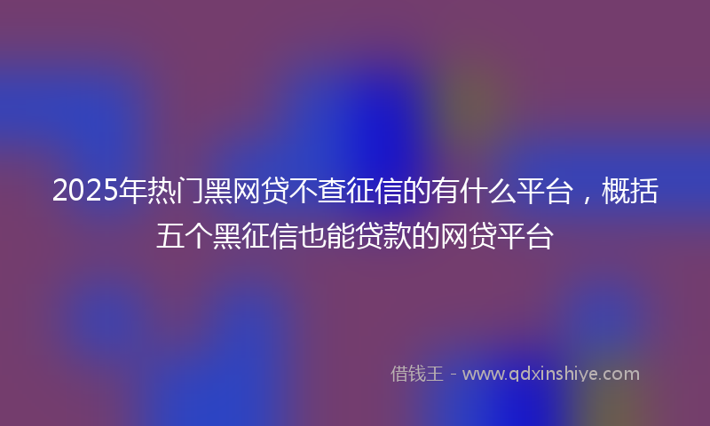 2025年热门黑网贷不查征信的有什么平台，概括五个黑征信也能贷款的网贷平台