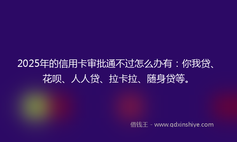2025年的信用卡审批通不过怎么办有：你我贷、花呗、人人贷、拉卡拉、随身贷等。