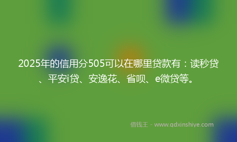 2025年的信用分505可以在哪里贷款有：读秒贷、平安i贷、安逸花、省呗、e微贷等。