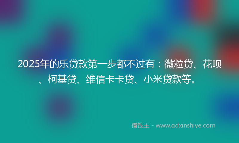 2025年的乐贷款第一步都不过有：微粒贷、花呗、柯基贷、维信卡卡贷、小米贷款等。