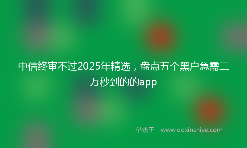 中信终审不过2025年精选，盘点五个黑户急需三万秒到的的app