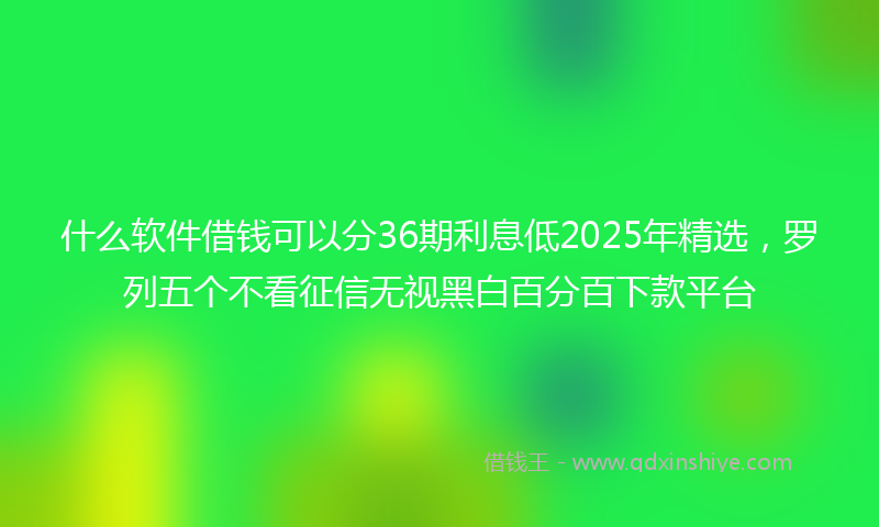 什么软件借钱可以分36期利息低2025年精选，罗列五个不看征信无视黑白百分百下款平台