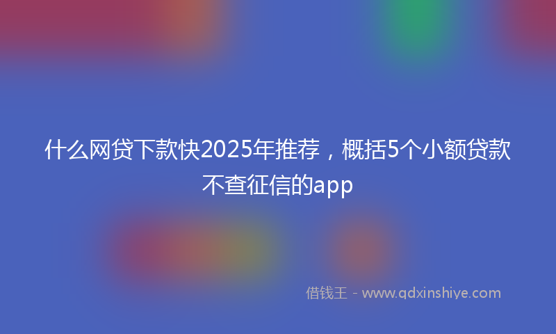 什么网贷下款快2025年推荐，概括5个小额贷款不查征信的app
