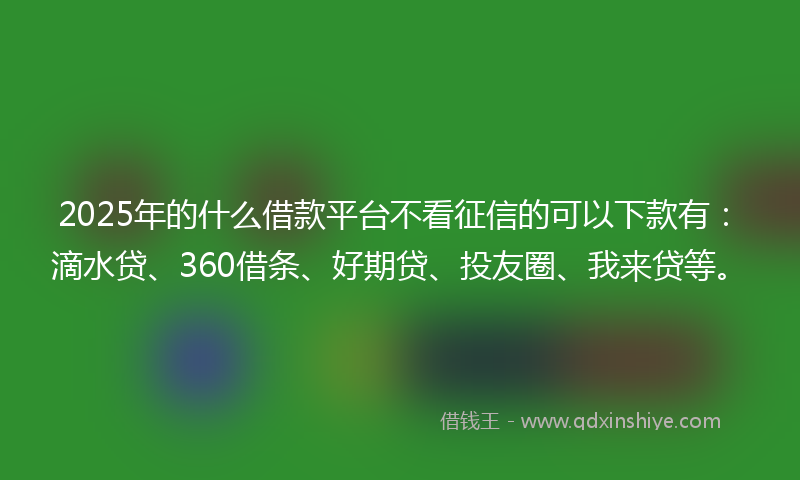 2025年的什么借款平台不看征信的可以下款有：滴水贷、360借条、好期贷、投友圈、我来贷等。