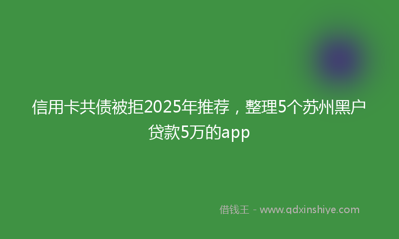 信用卡共债被拒2025年推荐，整理5个苏州黑户贷款5万的app